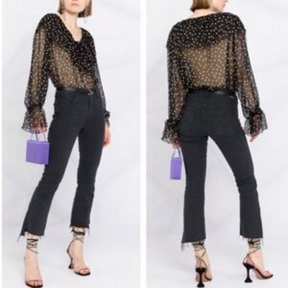 MOTHER The Insider Crop Step Fray Black Jeans Women 'Size 26 Not Guilty